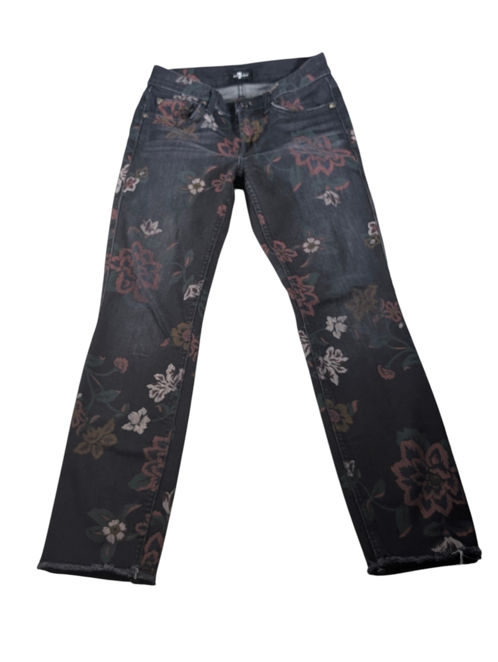 7 For All Mankind Black Floral Skinny Jeans